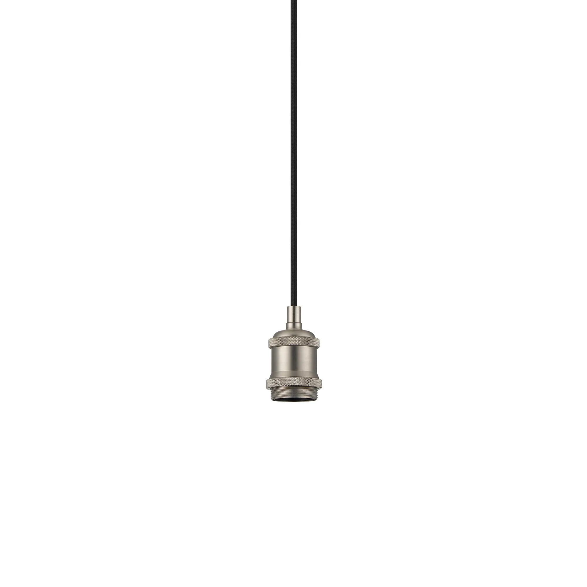Dreifa 1.5m Single Pendant, 1 x E27, Satin Nickel/Black Braided Cable (Maximum Load 1.5kg) D0648  Deco Dreifa Pendant